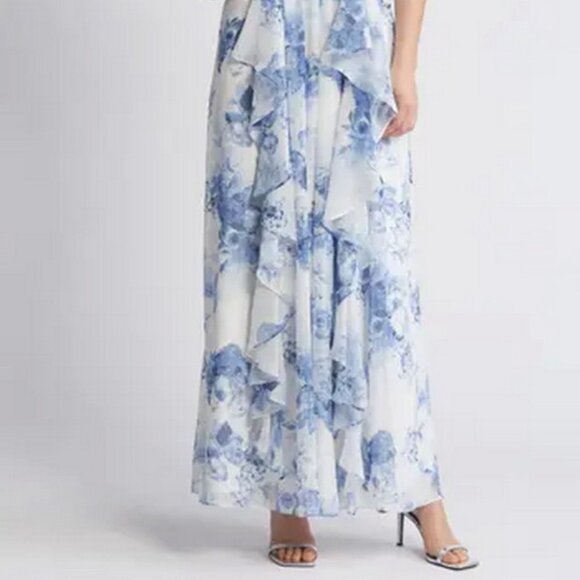 Eliza J Blue and White Floral Maxi Dress - Picture 2 of 9